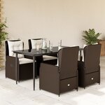 vidaXL Ensemble à manger de jardin 5 Pièces et coussins marron poly rotin