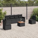 vidaXL Salon de jardin 7 Pièces avec coussins noir résine tressée