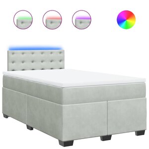vidaXL Sommier à lattes de lit et matelas gris clair 120x190cm velours
