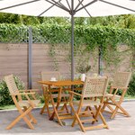 vidaXL Ensemble à manger de jardin 5 Pièces résine tressée et bois massif