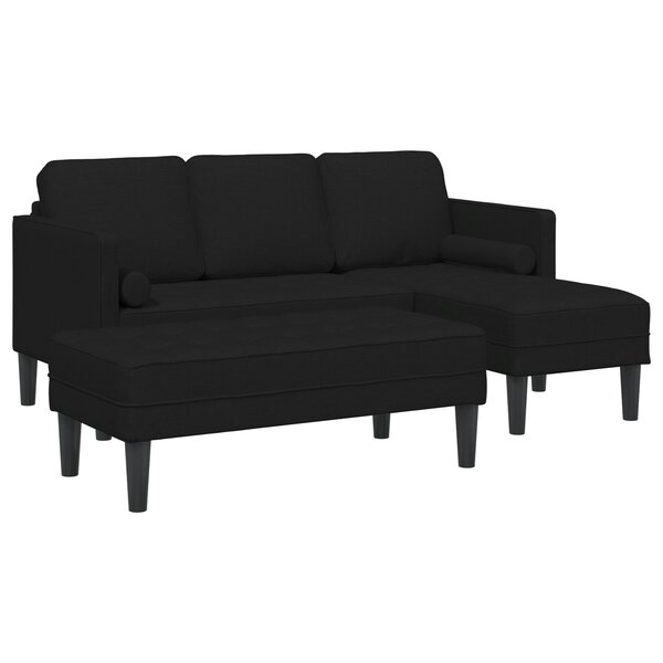 vidaXL Canapé 2 pièces avec coussins en tissu noir