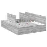vidaXL Cadre de lit avec rangement Gris Sonoma 135 x 190 cm