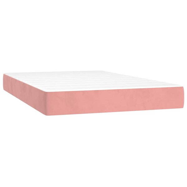 vidaXL Matelas de lit à ressorts ensachés fermeté moyenne rose 120x210x20 cm velours