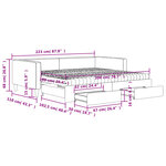 vidaXL Lit de jour avec gigogne et tiroirs noir 100x200 cm tissu