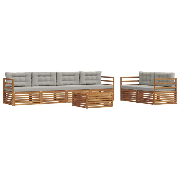 vidaXL Ensemble de canapés d'extérieur 7 pc Gris Naturel et Clair