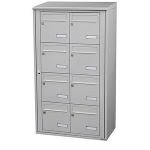 Bloc collectif Leabox  2x4  grade 3  simple face  Extérieur  fixation murale  Gris clair RAL 7035 finition brillante