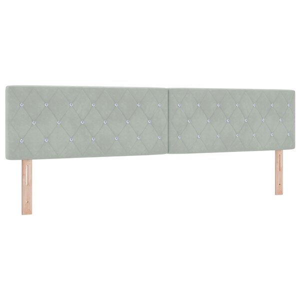 Tête de lit vidaXL en velours gris clair matelassée avec des boutons en cristal de 200 cm