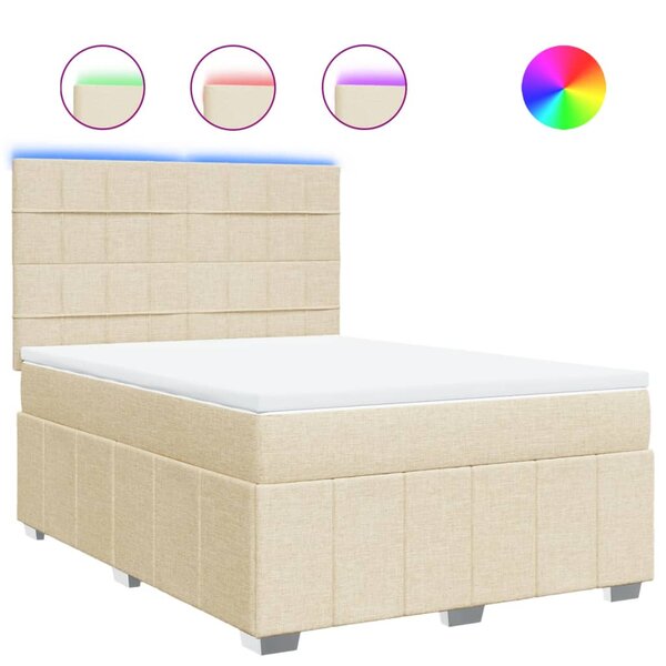 vidaXL Sommier à lattes de lit avec matelas Crème 160x200 cm Tissu