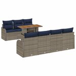vidaXL Ensemble de canapé de jardin 8 Pièces gris et bleu marine