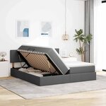 vidaXL Lit de rangement LED avec matelas Gris foncé 180 x 200 cm Tissu