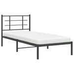 vidaXL Cadre de lit métal avec tête de lit noir 90x200 cm