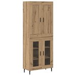 vidaXL Haut Armoire 2 Pièces Chêne artisanal Bois Aggloméré et Verre