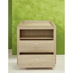 Lit 70 x 140 cm + commode à langer + armoire Olivia - chêne