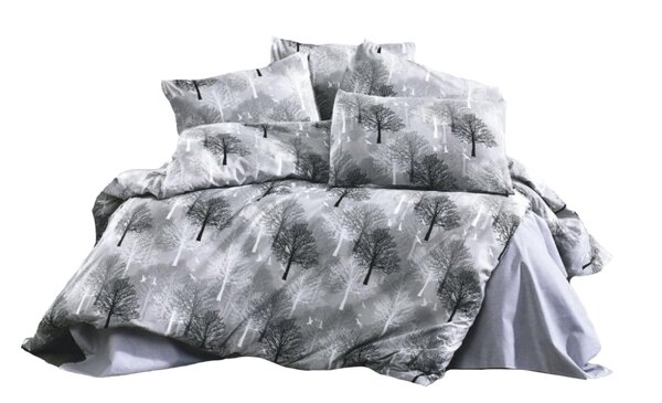 Parure de lit grise TREE 140 x 200 cm