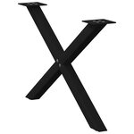 vidaXL Pieds de table basse en forme de X  2 pièces  noir  70 x (42-43) cm  acier