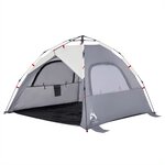 vidaXL Tente de plage 3 personnes gris libération rapide imperméable