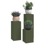 vidaXL Support de Plante 3 Pièces Vert olive Acier