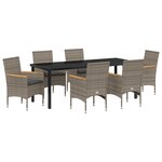 Ensemble de Salle à Manger de Jardin vidaXL 7 Pièces avec Coussins Rattan Poly Gris