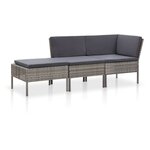 Salon de jardin meuble d'extérieur ensemble de mobilier 3 pièces avec coussins résine tressée gris 02_0015994