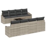 vidaXL Set de canapé de jardin de 7 pièces avec coussins gris clair en rattan synthétique