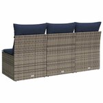 vidaXL Canapé de jardin avec coussins 3 places gris résine tressée