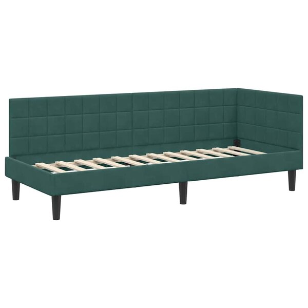 vidaXL Cadre de lit d'angle Vert foncé 80 x 200 cm Velours
