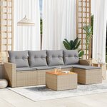 vidaXL Salon de jardin avec coussins 6Pièces mélange beige résine tressée