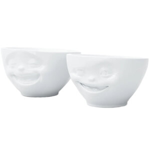 2 petits bols rieur et clin d'oeil en porcelaine - 200 ml