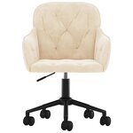 Chaise fauteuil siège pivotante de bureau informatique étude velours crème 02_0024103