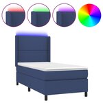vidaXL Sommier à lattes de lit matelas LED Bleu 90x190 cm Tissu