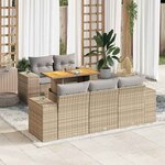 vidaXL Salon de jardin avec coussins 6 Pièces beige résine tressée