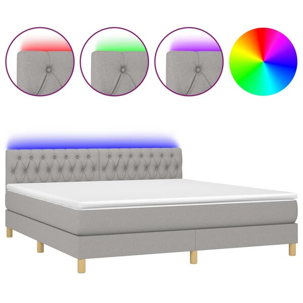 vidaXL Sommier à lattes de lit et matelas et LED Gris clair 180x200 cm