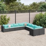 vidaXL Salon de jardin 10 Pièces avec coussins noir résine tressée