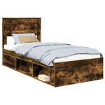 vidaXL Cadre de lit Chêne fumé 75 x 190 cm Bois de pin massif