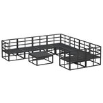 vidaXL Ensemble de canapé de jardin avec coussin 9 Pièces Noir Aluminium