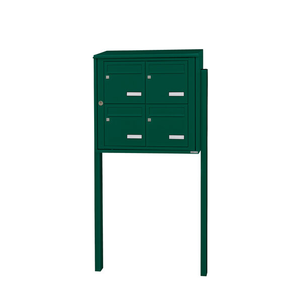 Bloc collectif Leabox  2x2  grade 3  simple face  extérieur  fixation sur pieds à sceller  vert mousse ral 6005 finition brillante