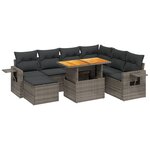 vidaXL Salon de jardin 8 Pièces avec coussins gris résine tressée