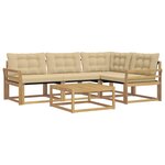 vidaXL Ensemble de canapés d'extérieur 5 pc Blanc et Beige