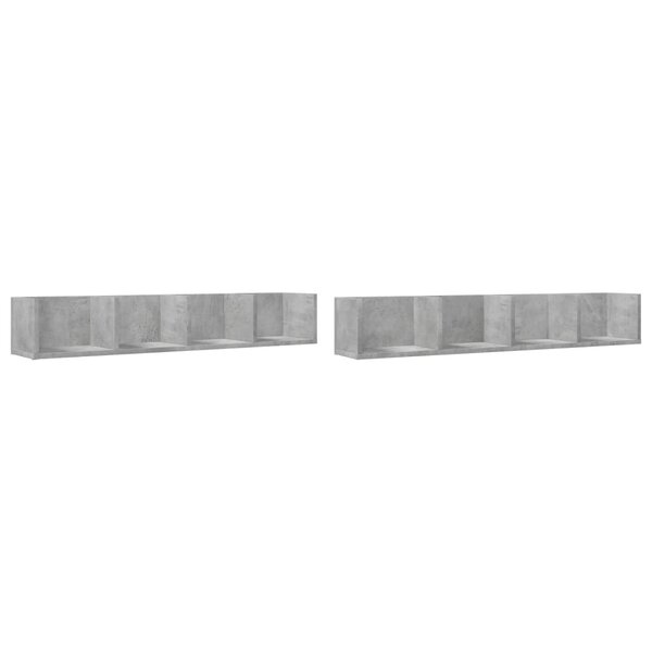 vidaXL Armoires murales 2Pièces gris béton 99x18x16 5cm bois d'ingénierie