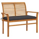 vidaXL Banc de jardin et coussin anthracite 112 cm Bois de teck massif