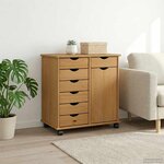 vidaXL Cabinet roulant 63 5 x 39 x 65 5 cm Bois de Pin Massif