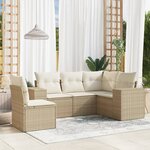 vidaXL Salon de jardin avec coussins 5 Pièces beige résine tressée