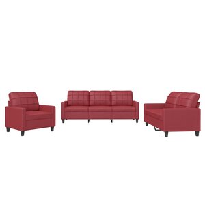 vidaXL Ensemble de canapés 3 Pièces et coussins Rouge bordeaux Similicuir