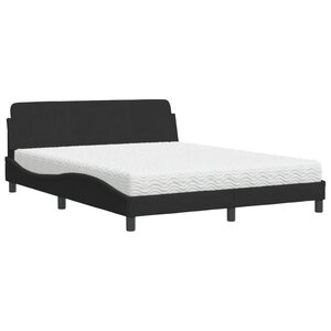 vidaXL Lit avec matelas Dover noir 160x200 cm velours