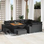 vidaXL Ensemble de canapé de jardin 12 Pièces Noir 100 x 100 x 71 cm