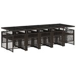 vidaXL Ensemble à manger de jardin et coussins 11 Pièces marron rotin