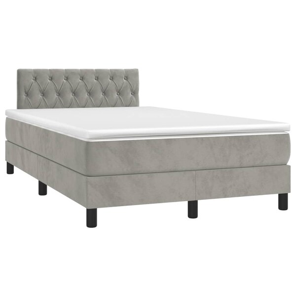 vidaXL Sommier à lattes de lit et matelas gris clair 120x190cm velours