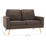 vidaXL Canapé à 2 places Marron Tissu