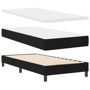 vidaXL Lit à ressorts avec matelas Noir 100 x 200 cm tissu