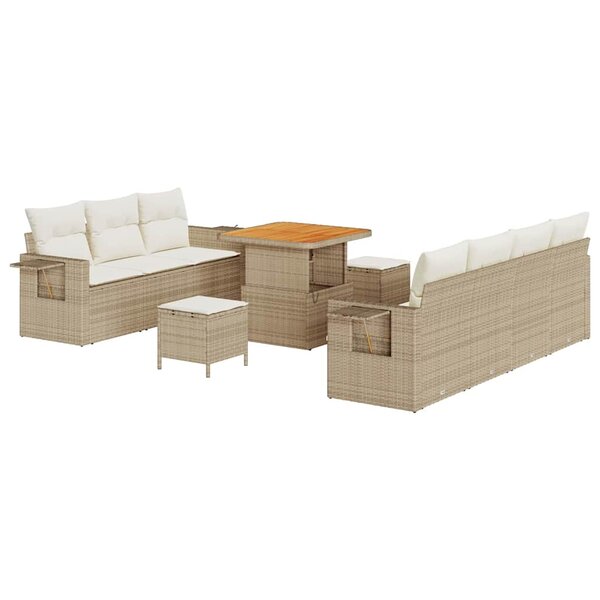 vidaXL Ensemble de canapé de jardin avec coussin 10 Pièces beige et crème